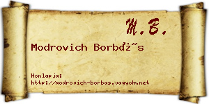 Modrovich Borbás névjegykártya